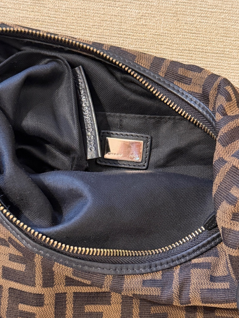Fendi Brown and Black FF Canvas Hobo with Gold Hardware - Picture 9 of 9